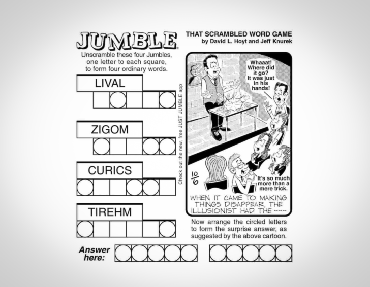 Printable Jumble Puzzle For Today