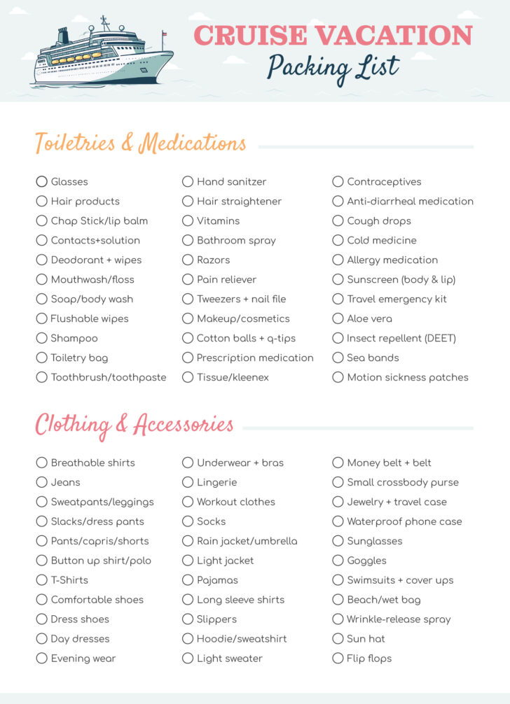 Cruise Packing Checklist Printable