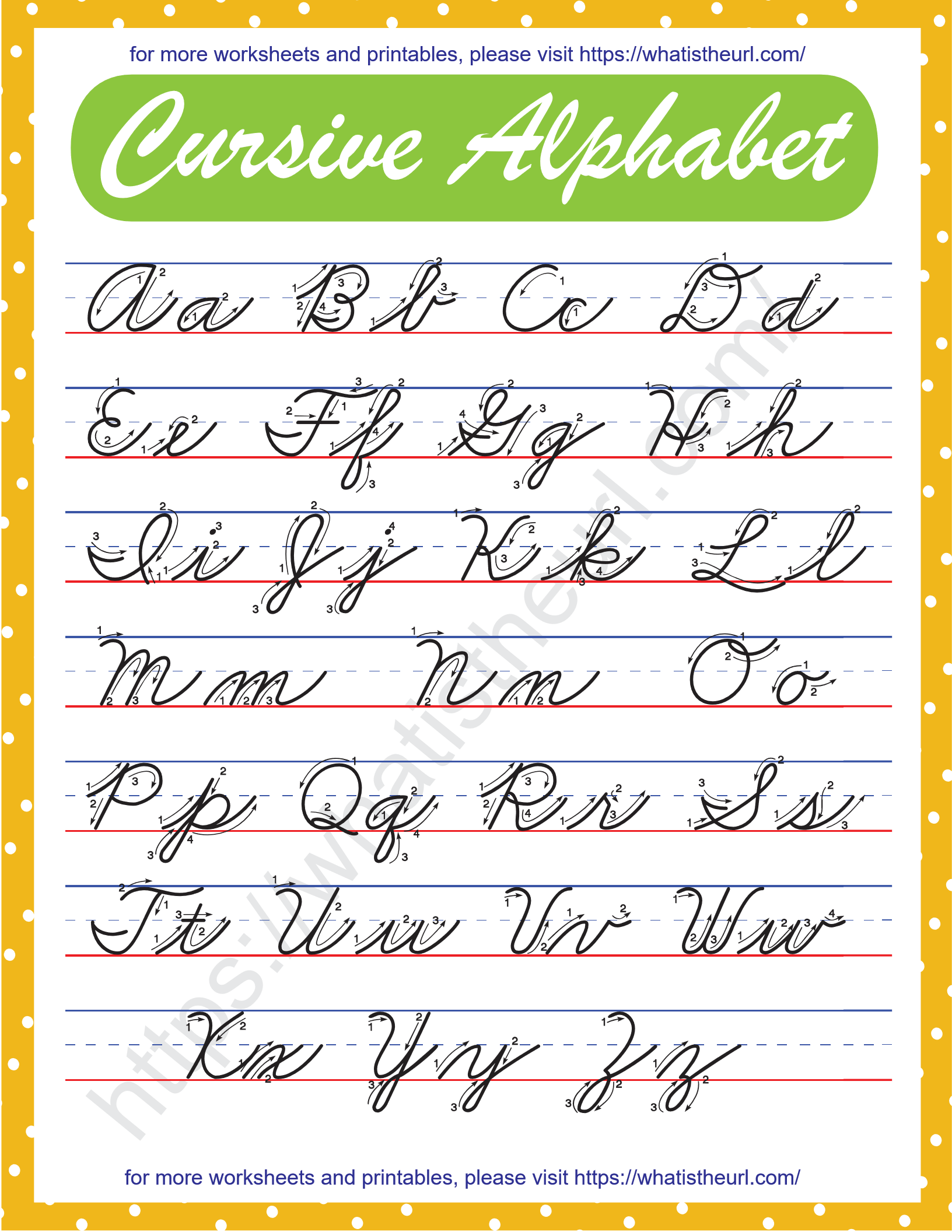 Cursive Alphabet intended for Alphabet in Cursive Printable