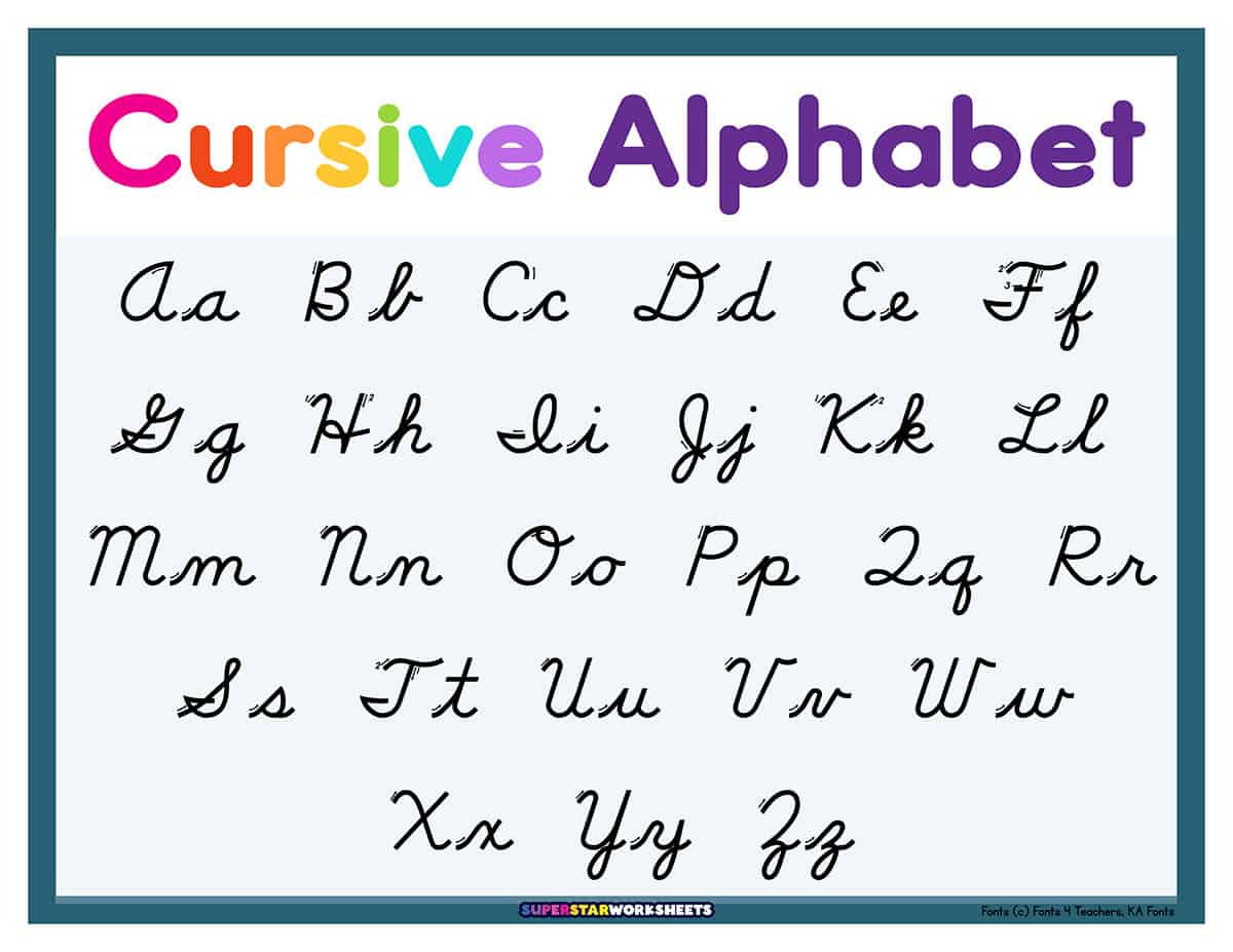 Cursive Alphabet - Superstar Worksheets for Alphabet In Cursive Printable