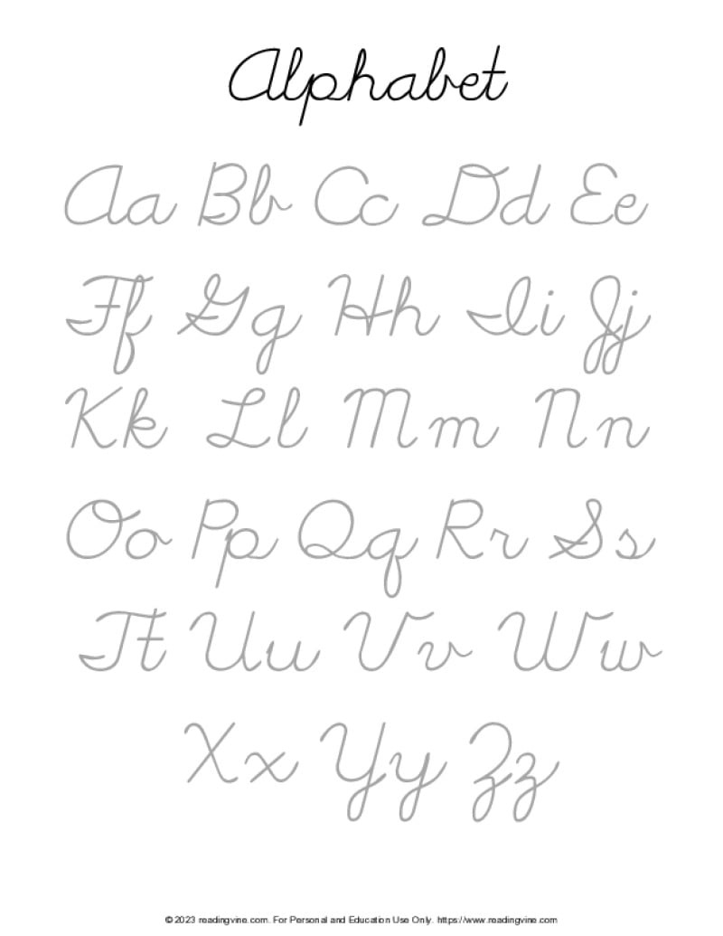 Cursive Writing Practice Sheets (Pdf) - Readingvine throughout Alphabet In Cursive Printable