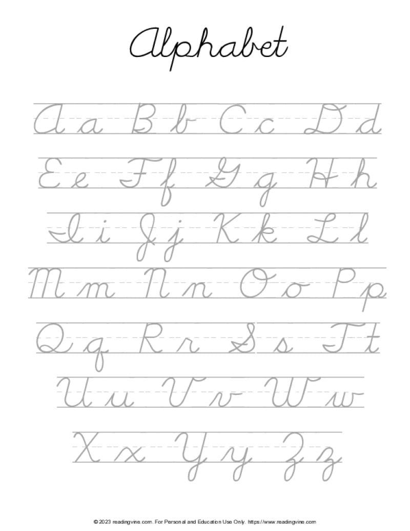 Cursive Writing Practice Sheets (Pdf) - Readingvine within Cursive Writing Printable Alphabet