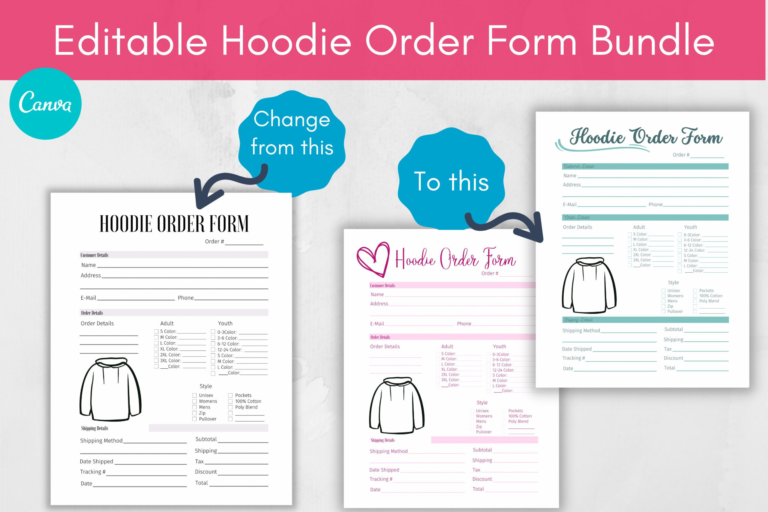 Custom Hoodie Order Form And Trackers Canva Template regarding Custom Hoodoe Sweatshirt Order Form Template Free Printable