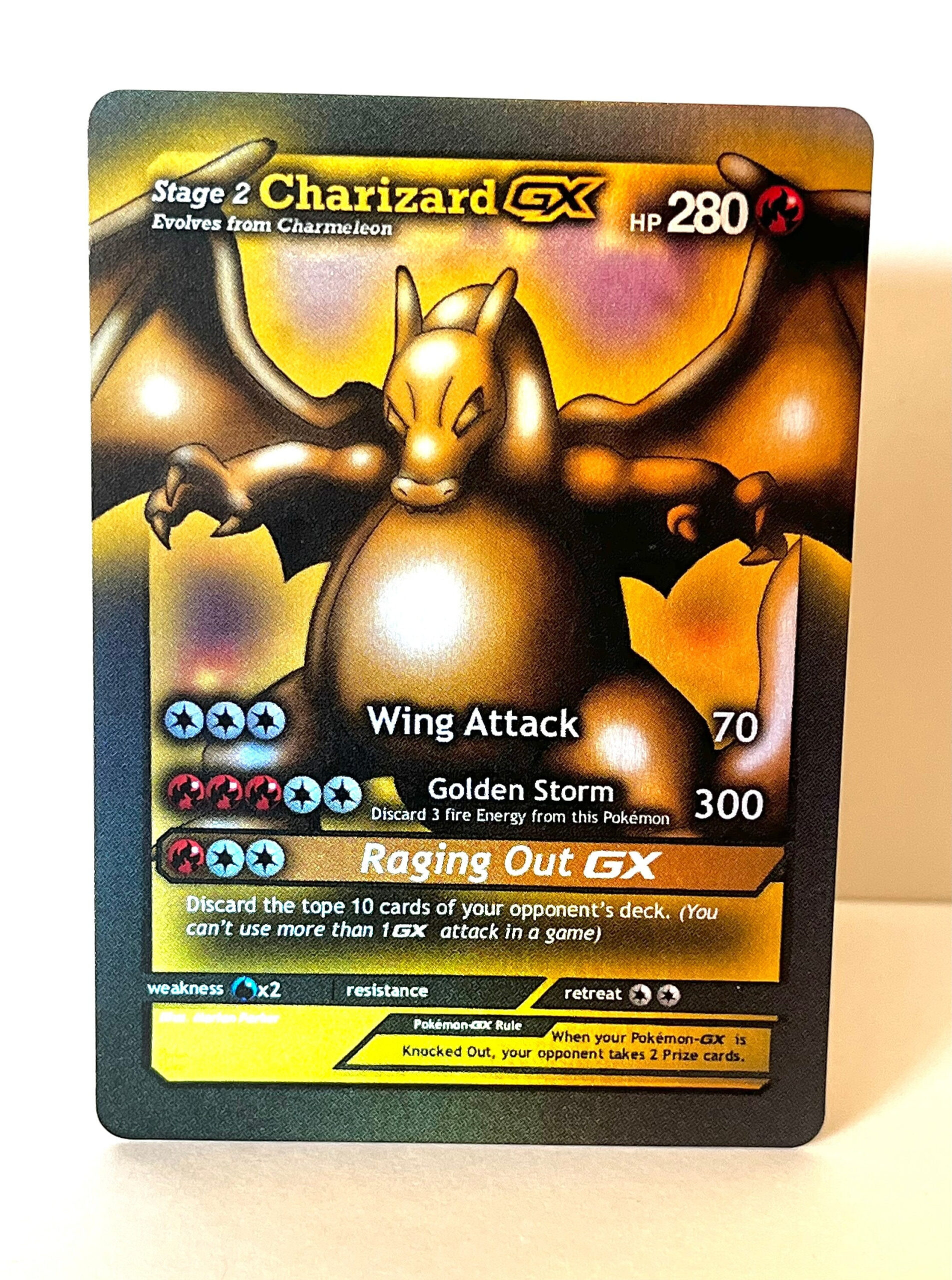 Custom Pokémon Card Golden Charizard Full Art Gx with Printable Pokemon Cards Golden Charizard