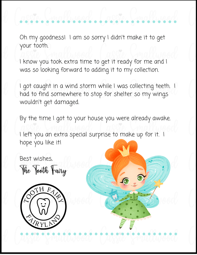 Cute Free Printable Tooth Fairy Letters &amp;amp; Notes - Cassie Smallwood in Tooth Fairy Letter Printable