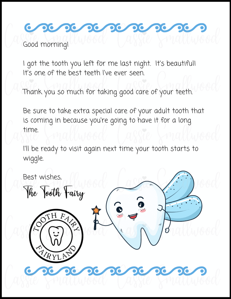 Cute Free Printable Tooth Fairy Letters &amp;amp; Notes - Cassie Smallwood intended for Tooth Fairy Notes Printable