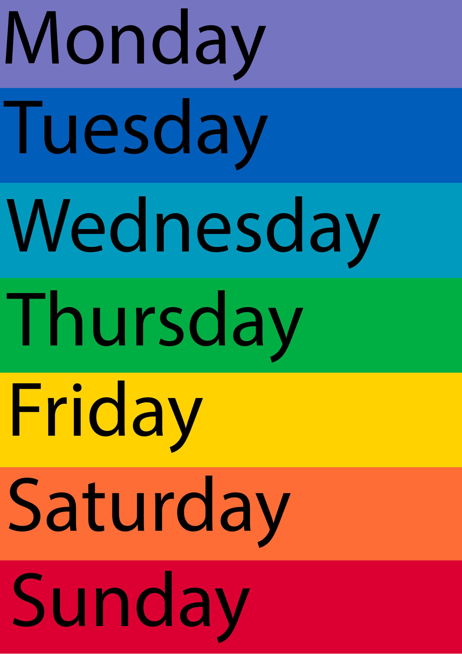 Days Of The Week Chart - 10 Free Pdf Printables | Printablee with regard to Days Of The Week Printable