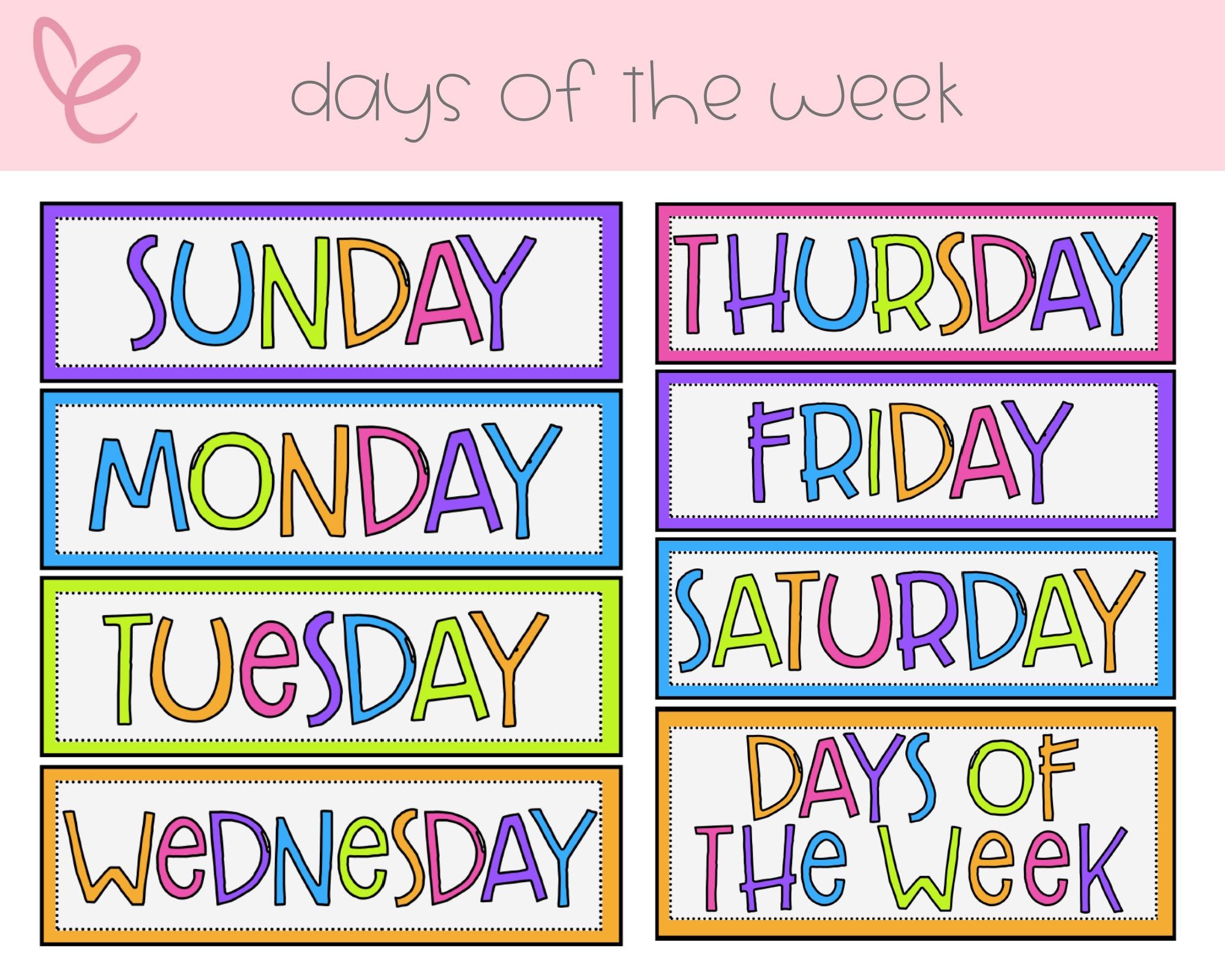 Days Of The Week Days Of The Week Printable Days Of The Week Chart with regard to Days Of The Week Printable