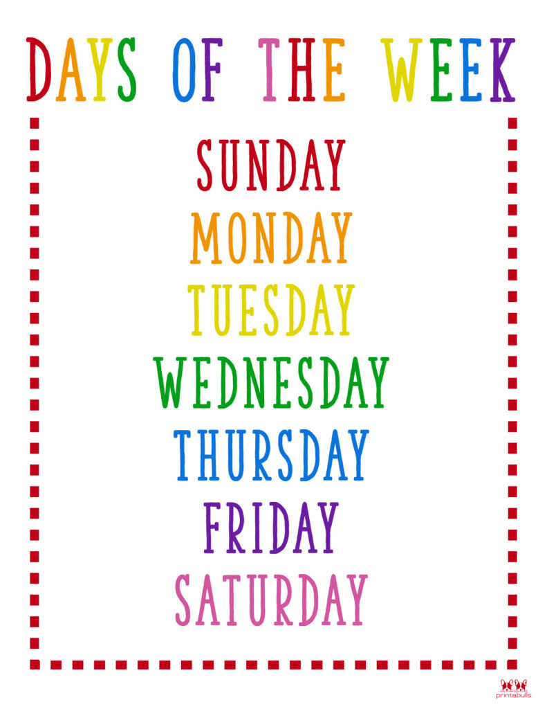 Days Of The Week Worksheets &amp;amp; Printables - 50 Free Pages | Printabulls inside Days of the Week Printables