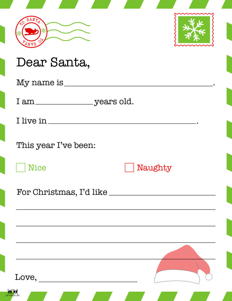 Dear Santa Letter Printables - Free | Printabulls in Santa Letter Template Printable