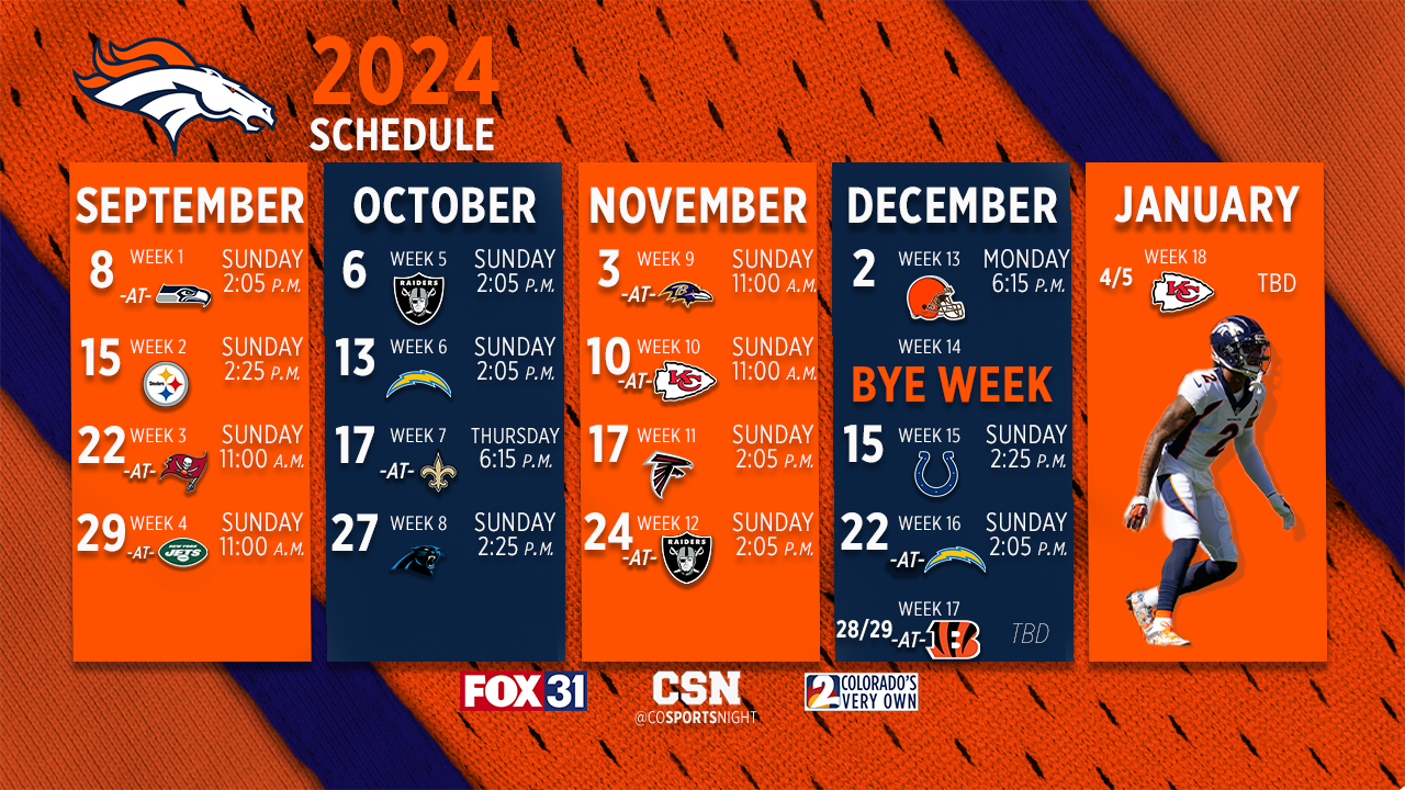 Denver Broncos 2024 Schedule: Home Opener Vs. Russell Wilson throughout Denver Broncos 2024-2025 Schedule Printable