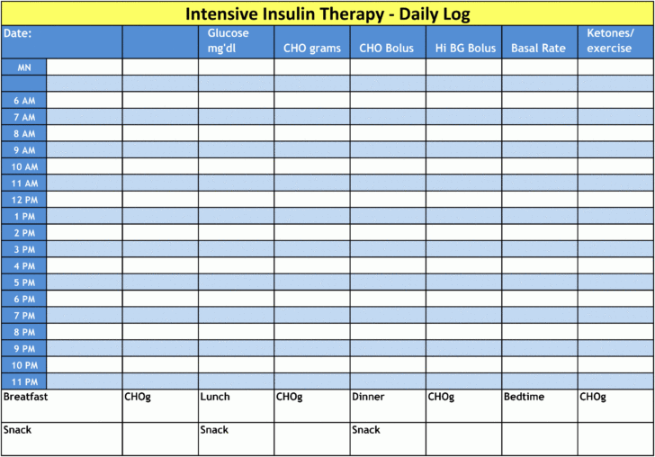 Printable Blood Glucose Log