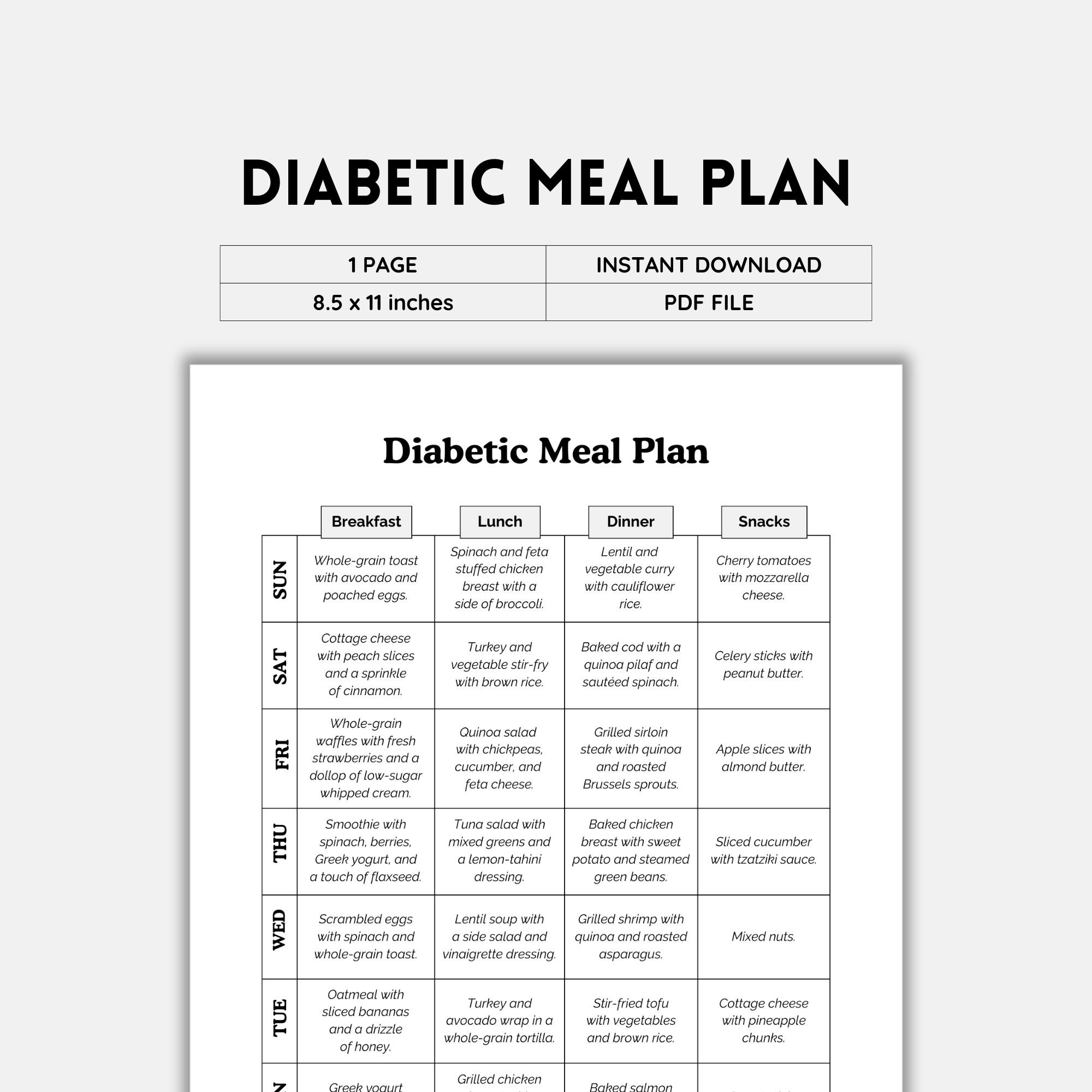 Diabetic Meal Plan, Diabetic Food List, Diabetic Diet, Diabetic inside Diabetic Diet Plan Printable