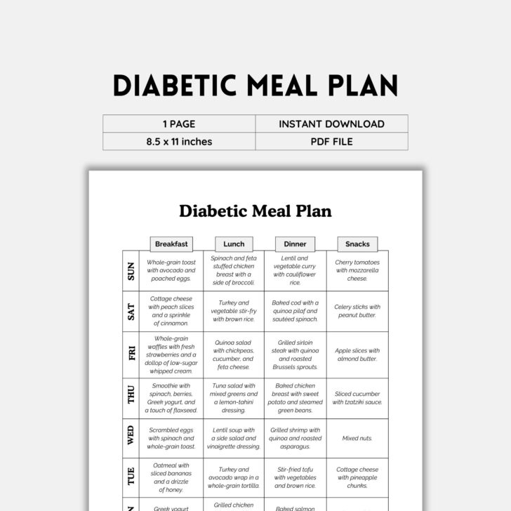 Printable Diabetic Meal Plan