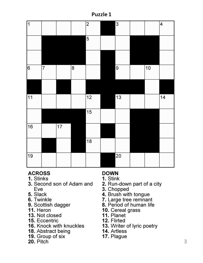 Digital Download 100 Printable Crossword Puzzles For Adults, Fun in Printable Crossword Puzzles For Adults