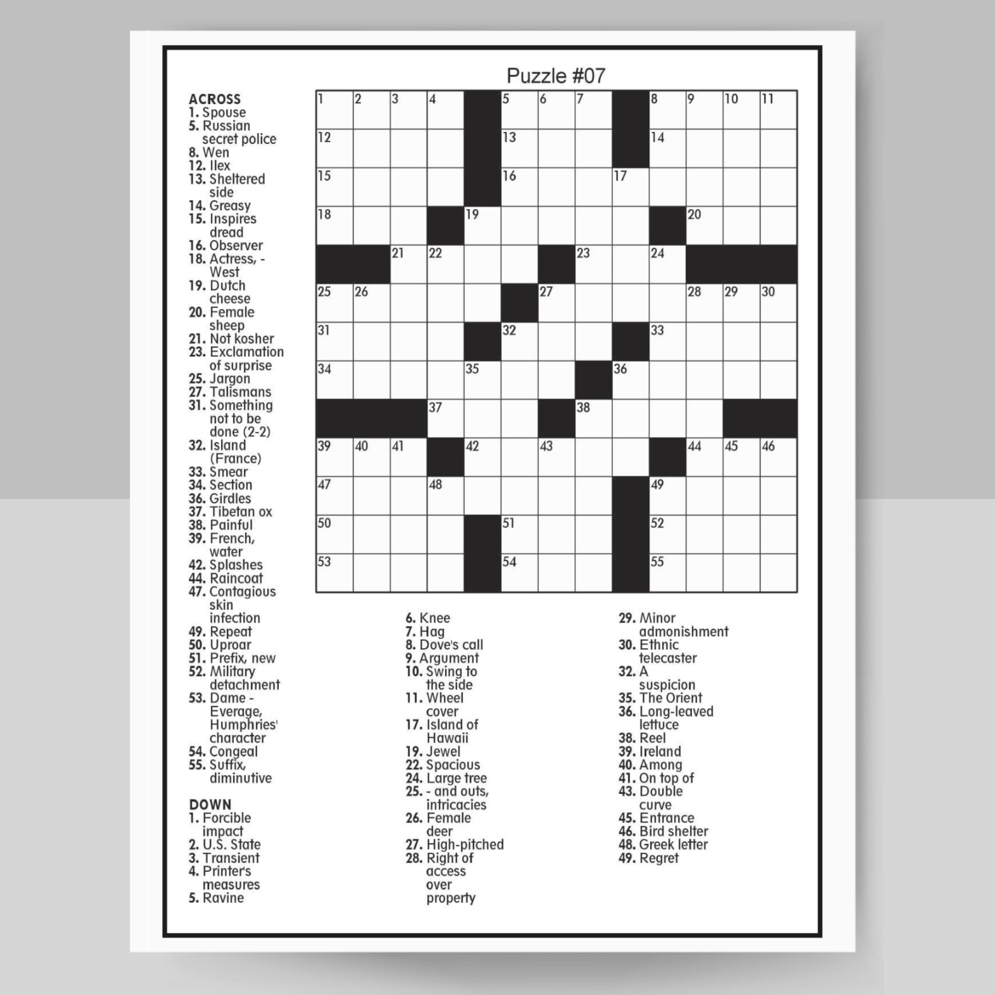 Digital Download 100 Printable, Crossword Puzzles For Adults, Fun inside Printable Crosswords For Adults