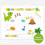 Dinosaur Potty Chart, Printable Potty Training Chart, Boy Sticker Intended For Free Printable Potty Training Chart