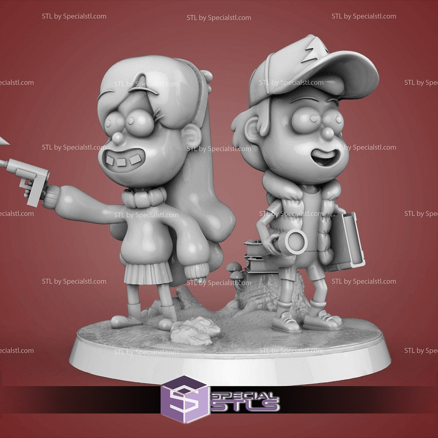 Dipper And Mabel Stl Files From Gravity Fall 3D Printable | Specialstl throughout Printable Dipper And Mabel 3D