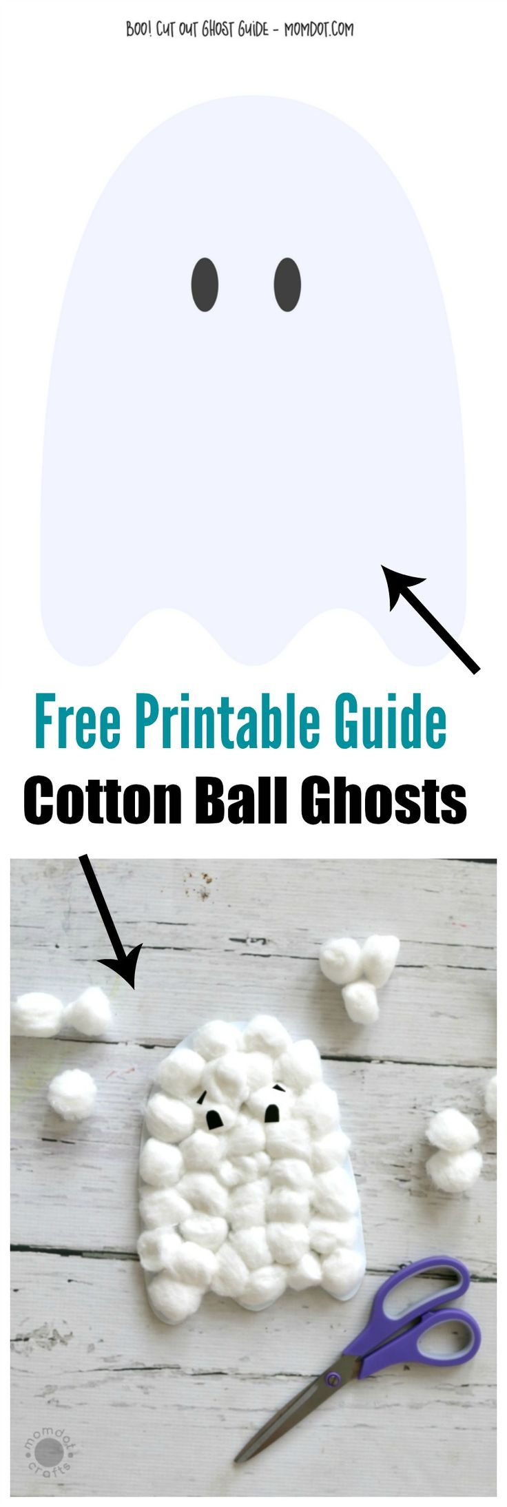 Diy Cotton Ball Ghosts + Free Ghost Template Download!- Momdot for Printable Ghost Ball Template