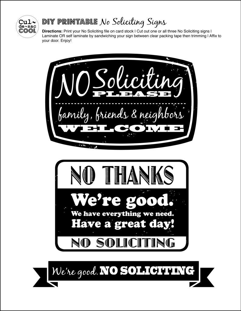 Diy Printable No Soliciting Signs - throughout No Soliciting Sign Printable