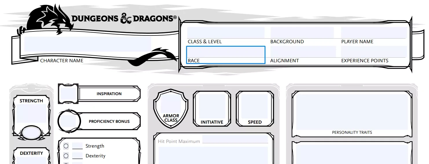 Dnd Character Sheet ≡ Fill Out Printable Pdf Forms Online in Printable Dnd Character Sheet