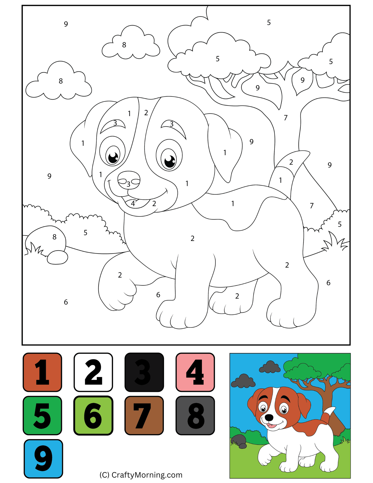 Dog Colornumber Printable - Crafty Morning for Printable Dogscolor