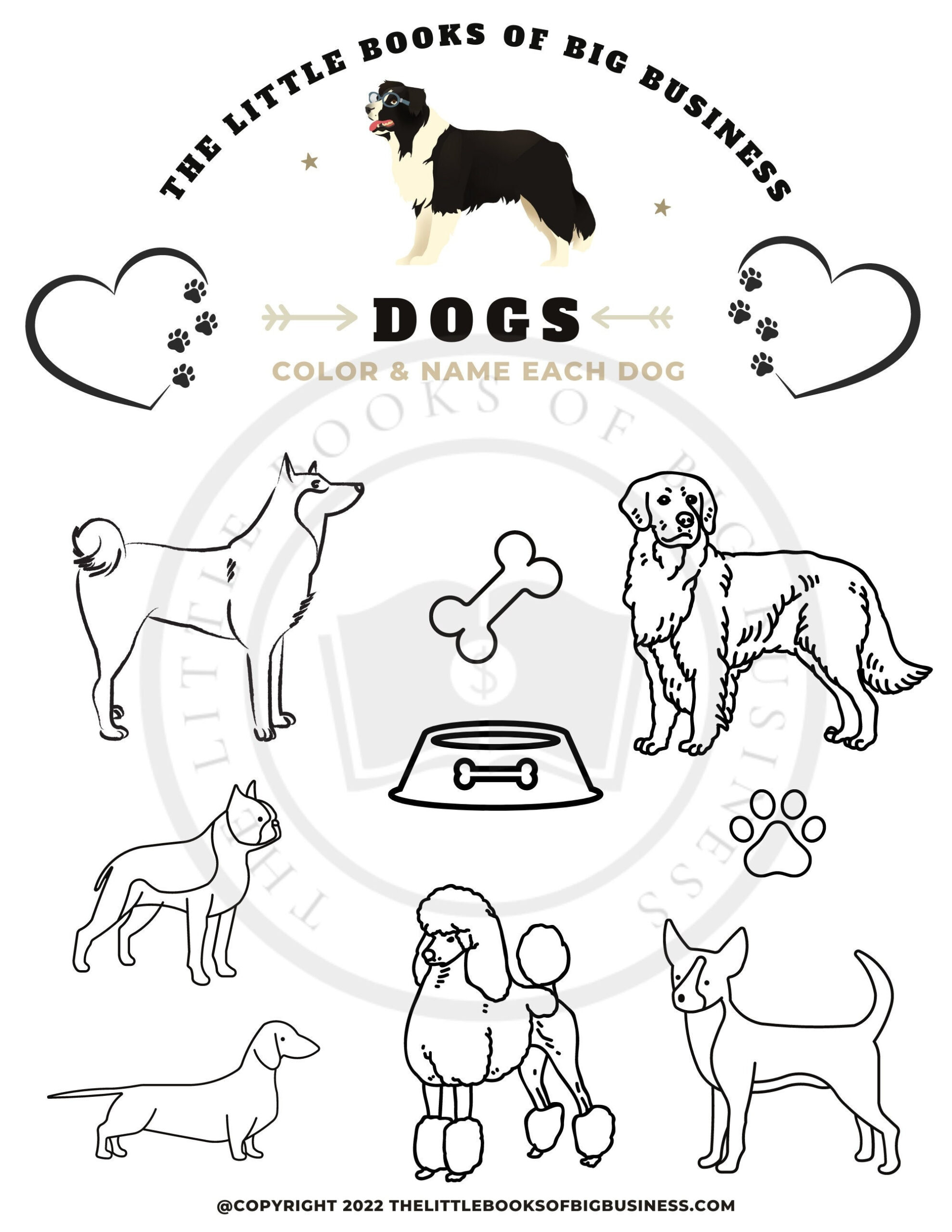 Dogs Printable Coloring Page, Kids Coloring Page Instant Download regarding Printable DogsColor