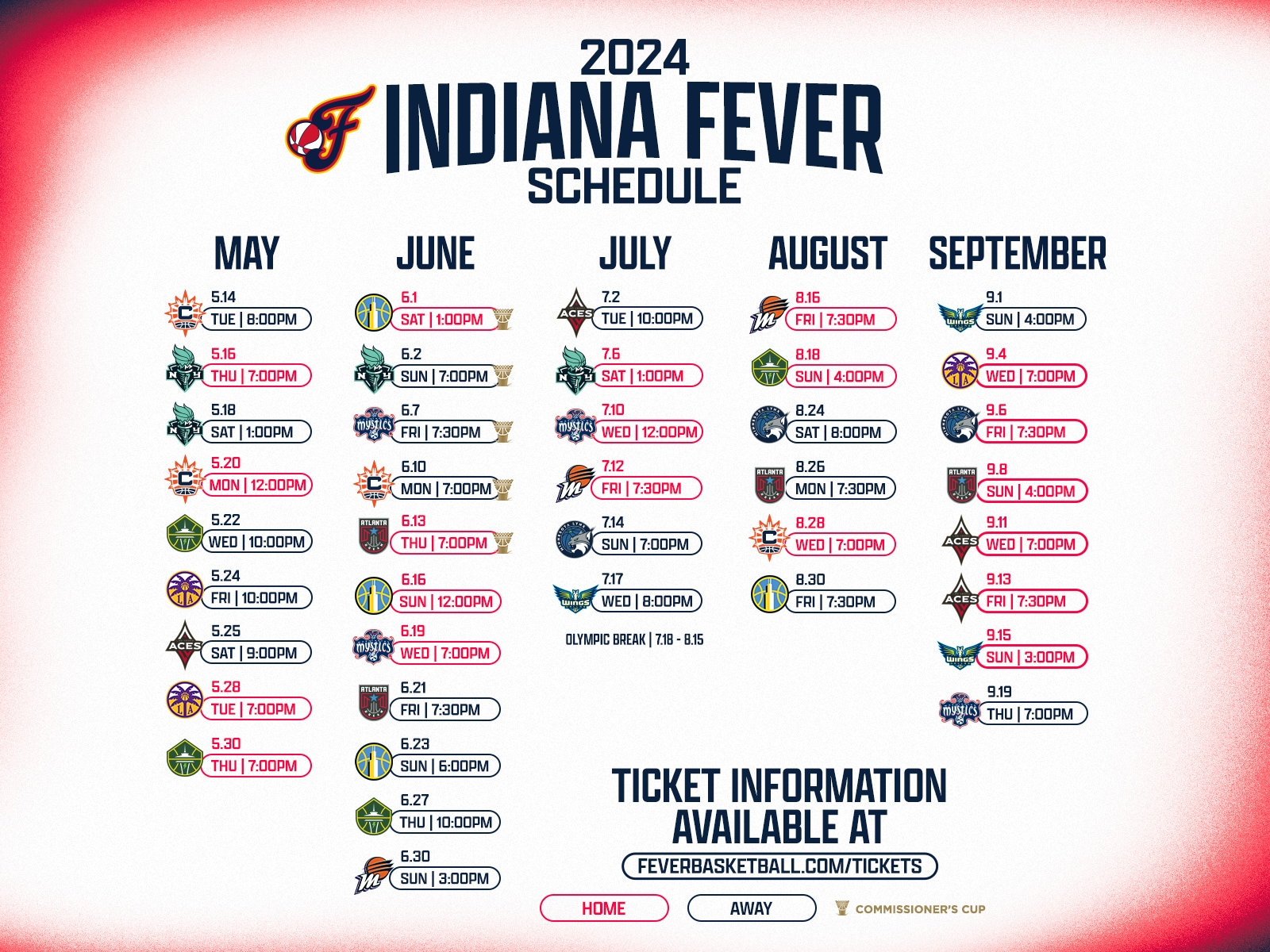 Download 2024 Fever Schedule Wallpapers with regard to Indiana Fever Tv Schedule 2024 Printable