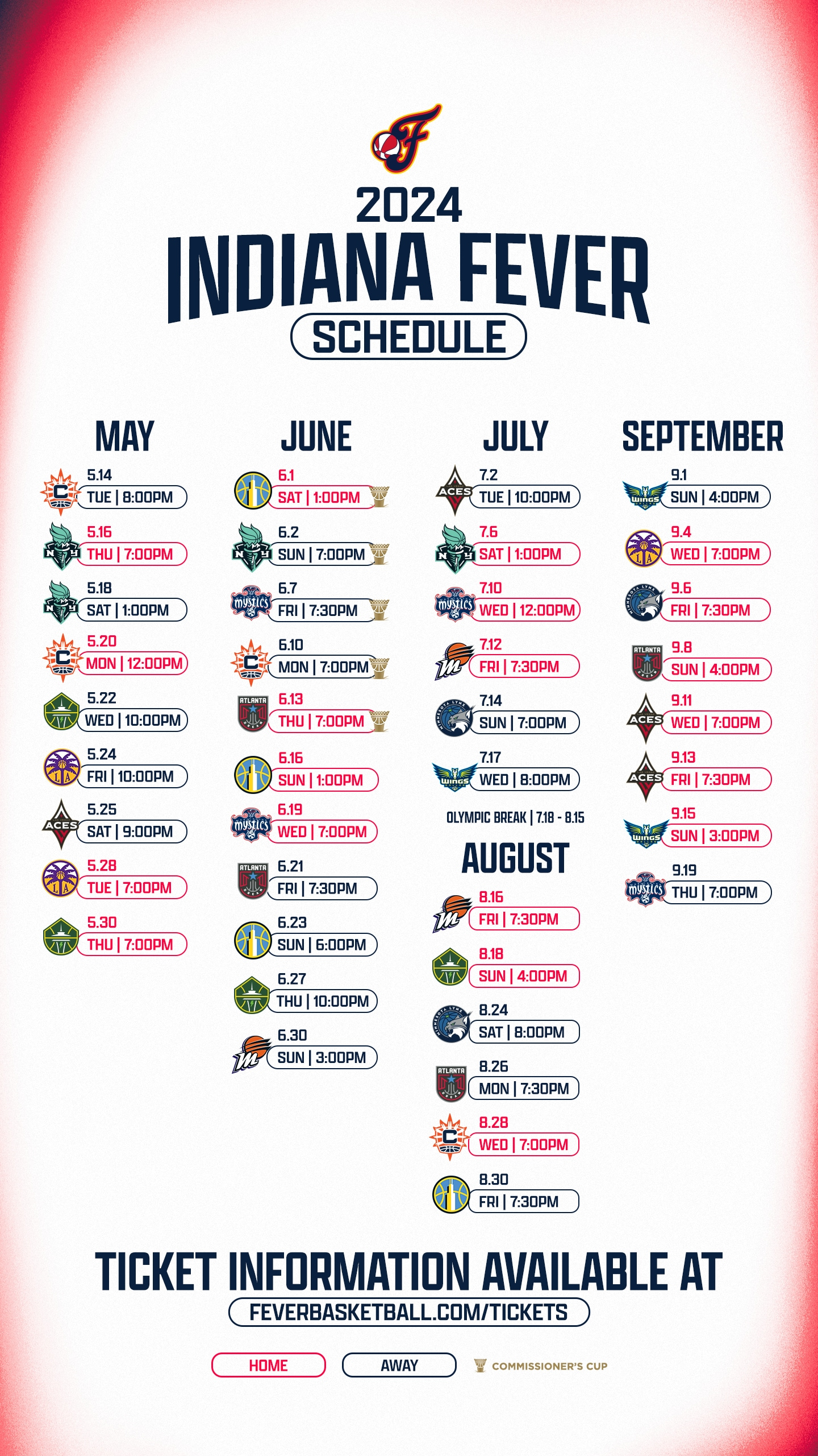 Download 2024 Fever Schedule Wallpapers with Wnba Schedule 2024 Printable