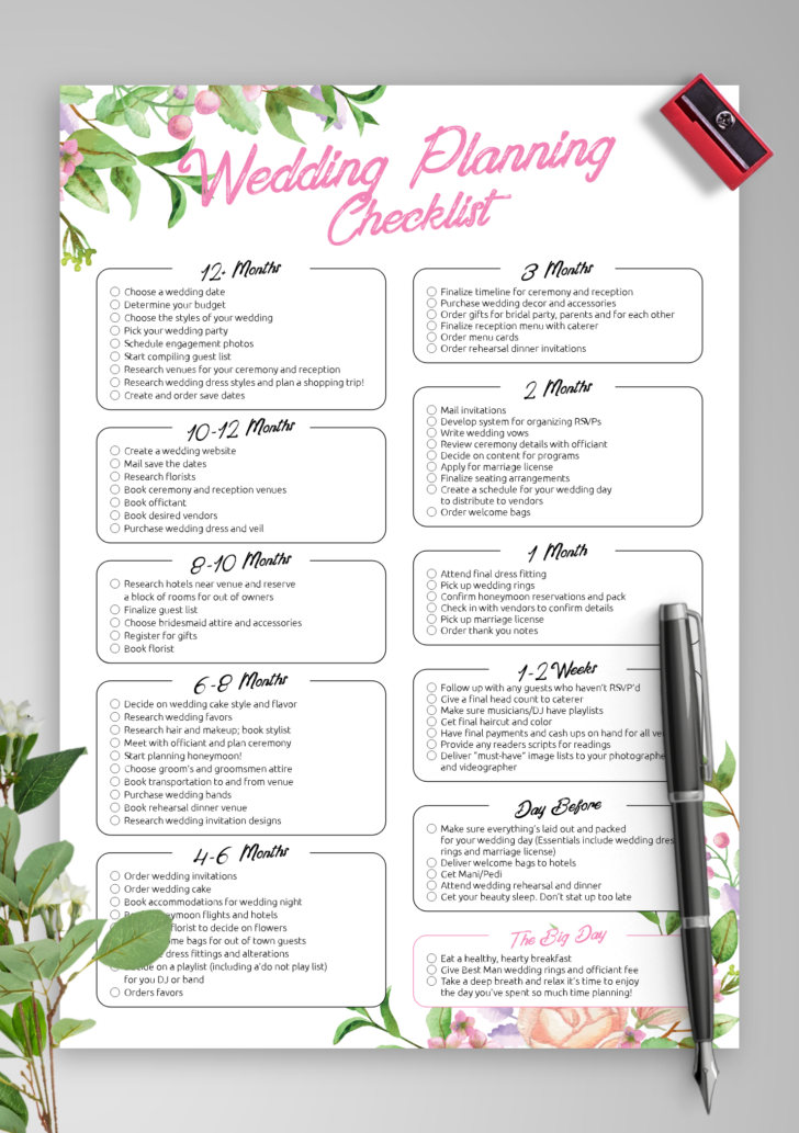 Printable Wedding Planning Checklist