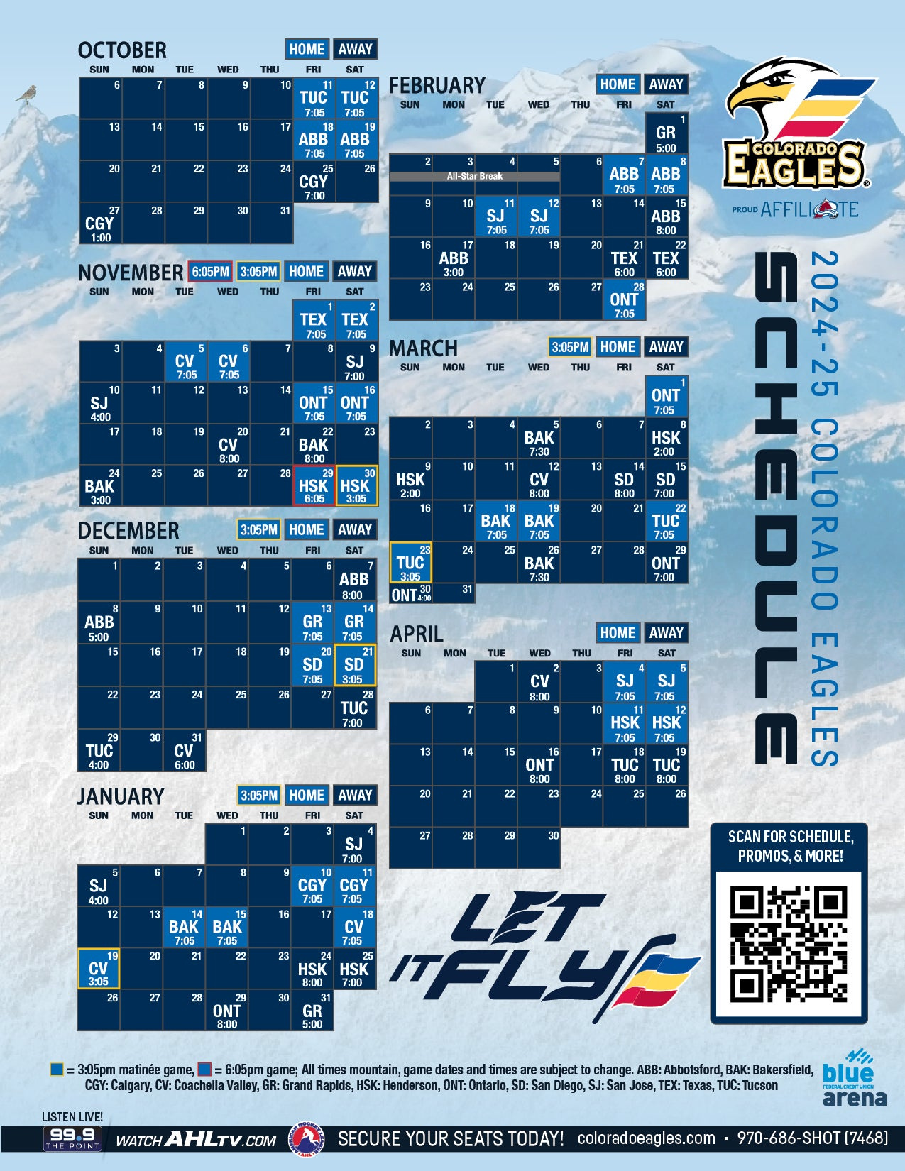 Downloadable Schedule | Colorado Eagles within Printable Eagles Schedule 2024-25