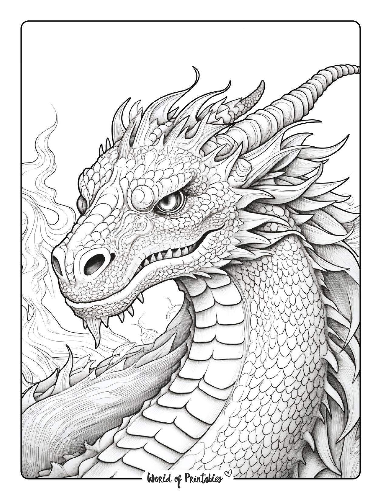 Dragon Coloring Pages For Adults with Dragon Printables Coloring Sheets