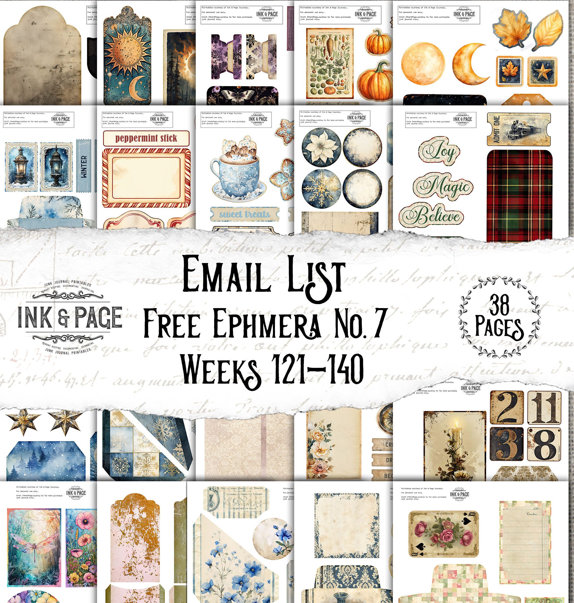 Druckbares Junk-Journal Kostenlose Ephemera Etiketten Druckbare throughout Aesthetic Free Printable Journal Kit