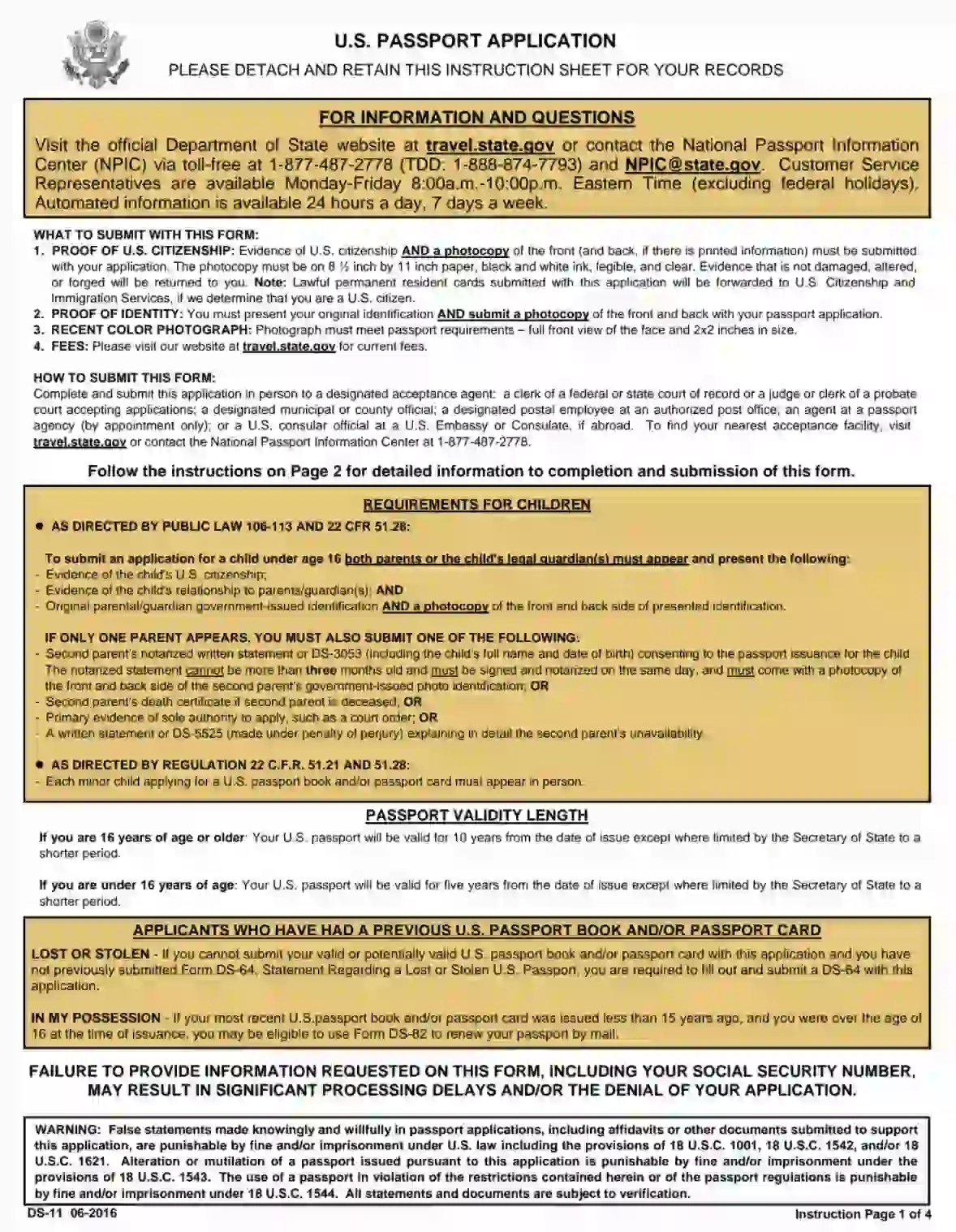 Ds-11 Us Passport Application ≡ Fill Out Printable Pdf Forms Online intended for Printable Ds 11 Form