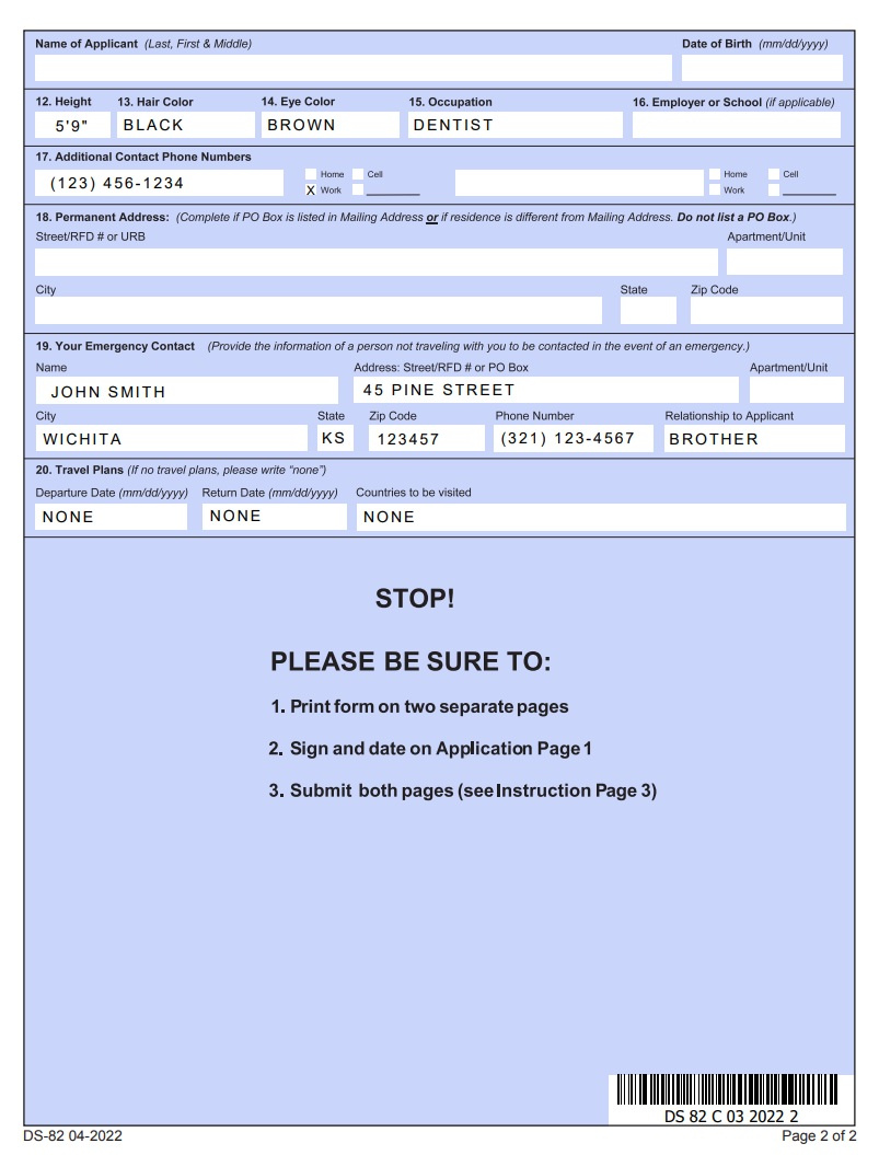 Ds 82 Passport Form [Filling Instructions With Examples] regarding Ds-82 Form Printable