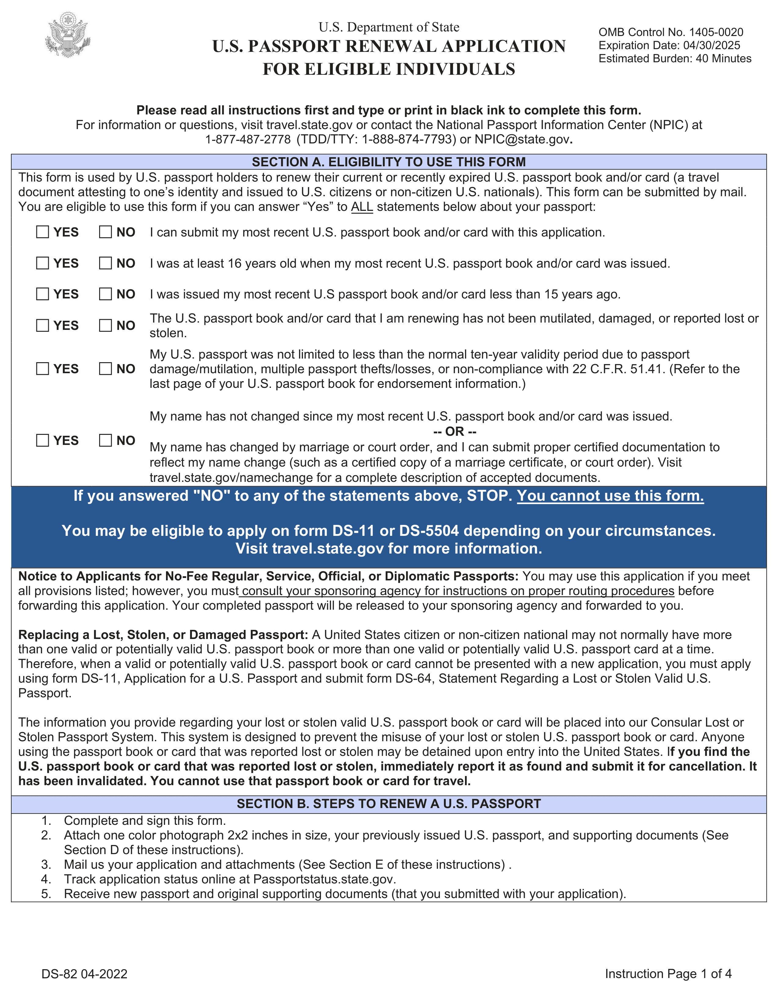 Ds-82 Passport Renewal Form 2023-2024 - Fill With Pdf Guru pertaining to Ds 82 Form Printable