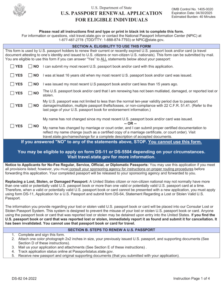 Ds-82 Form Printable