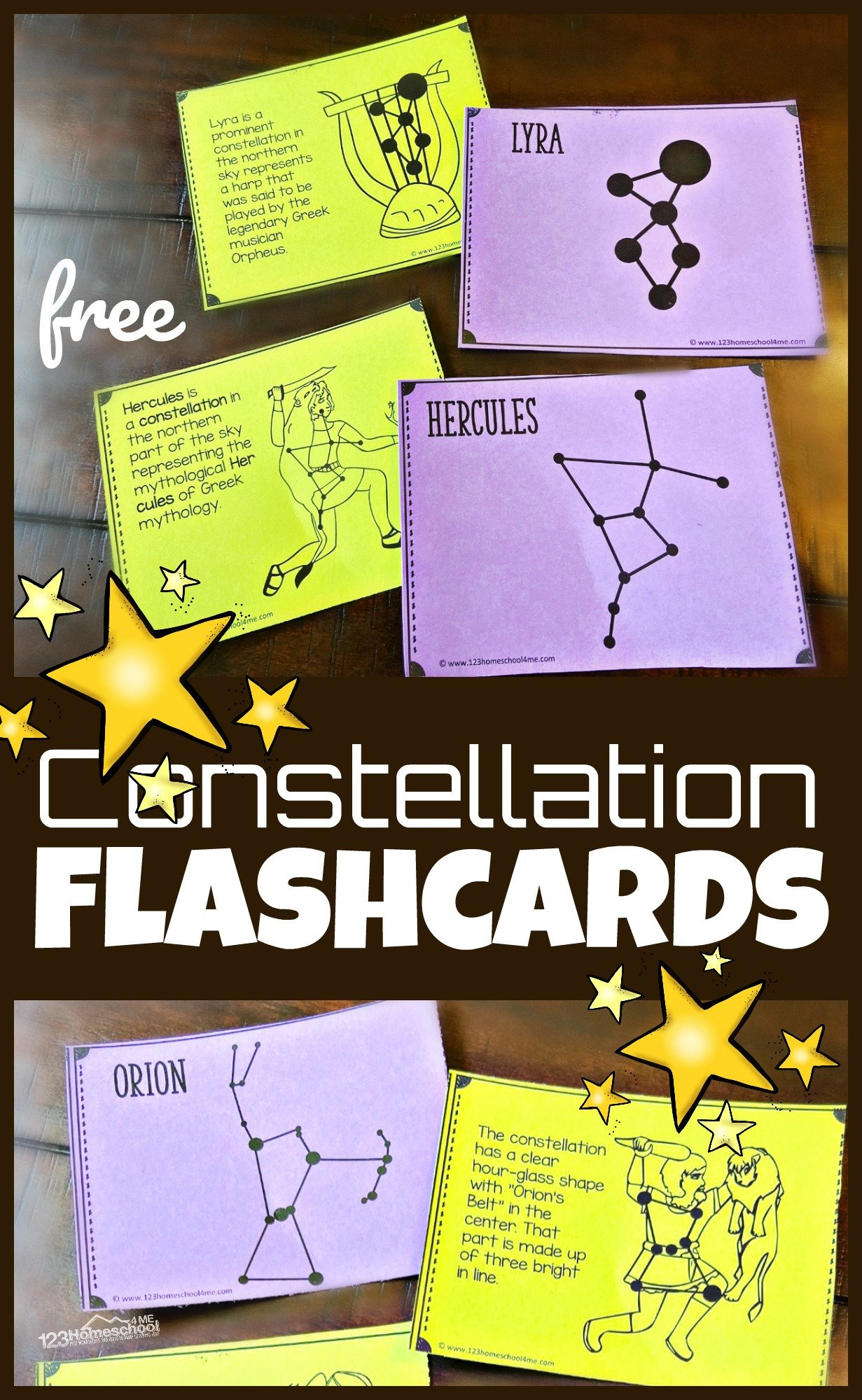 ⭐ Free Printable Constellation Flashcards for Constellations Flashcards Printable Free