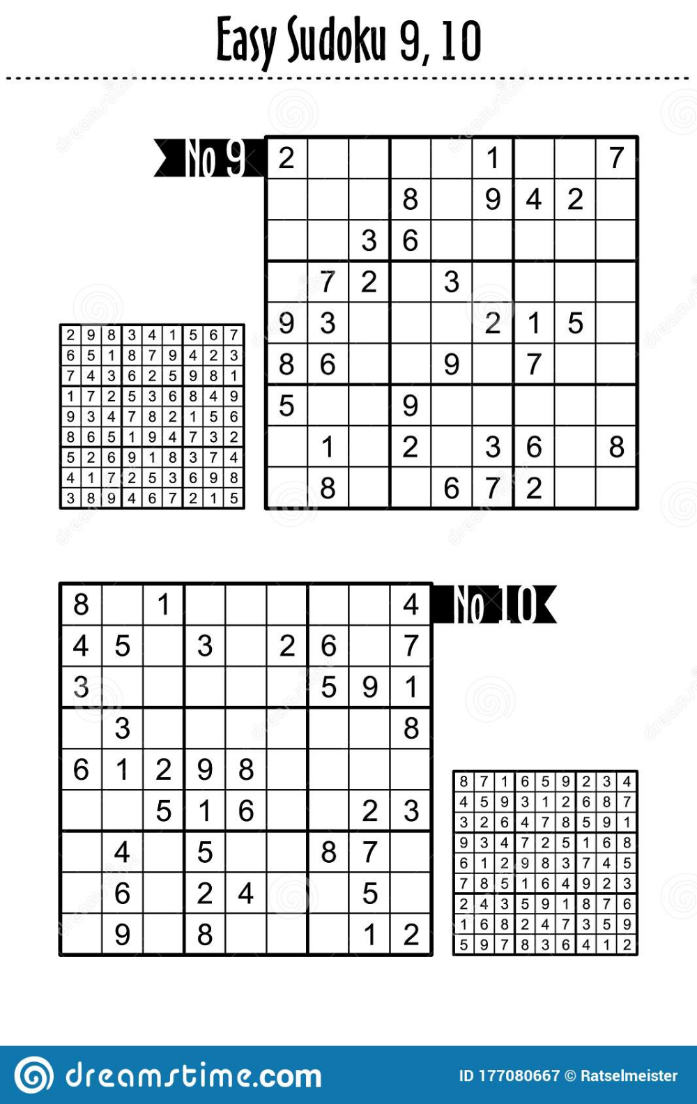 Easy Level Sudoku Puzzles 9, 10 Stock Vector - Illustration Of within Easy Sudoku Puzzles Printable