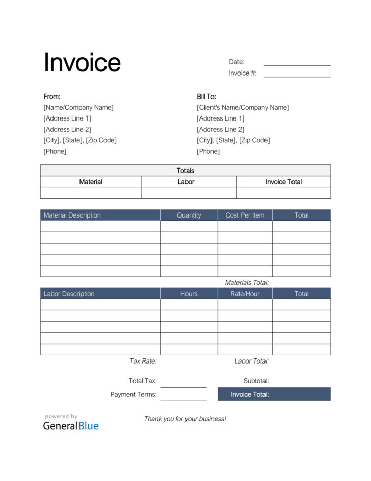 Free Invoice Template Printable