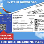 Editable Boarding Pass Ticket Template, Surprise Airline Gift Pertaining To Southwest Airlines Boarding Passes Printable