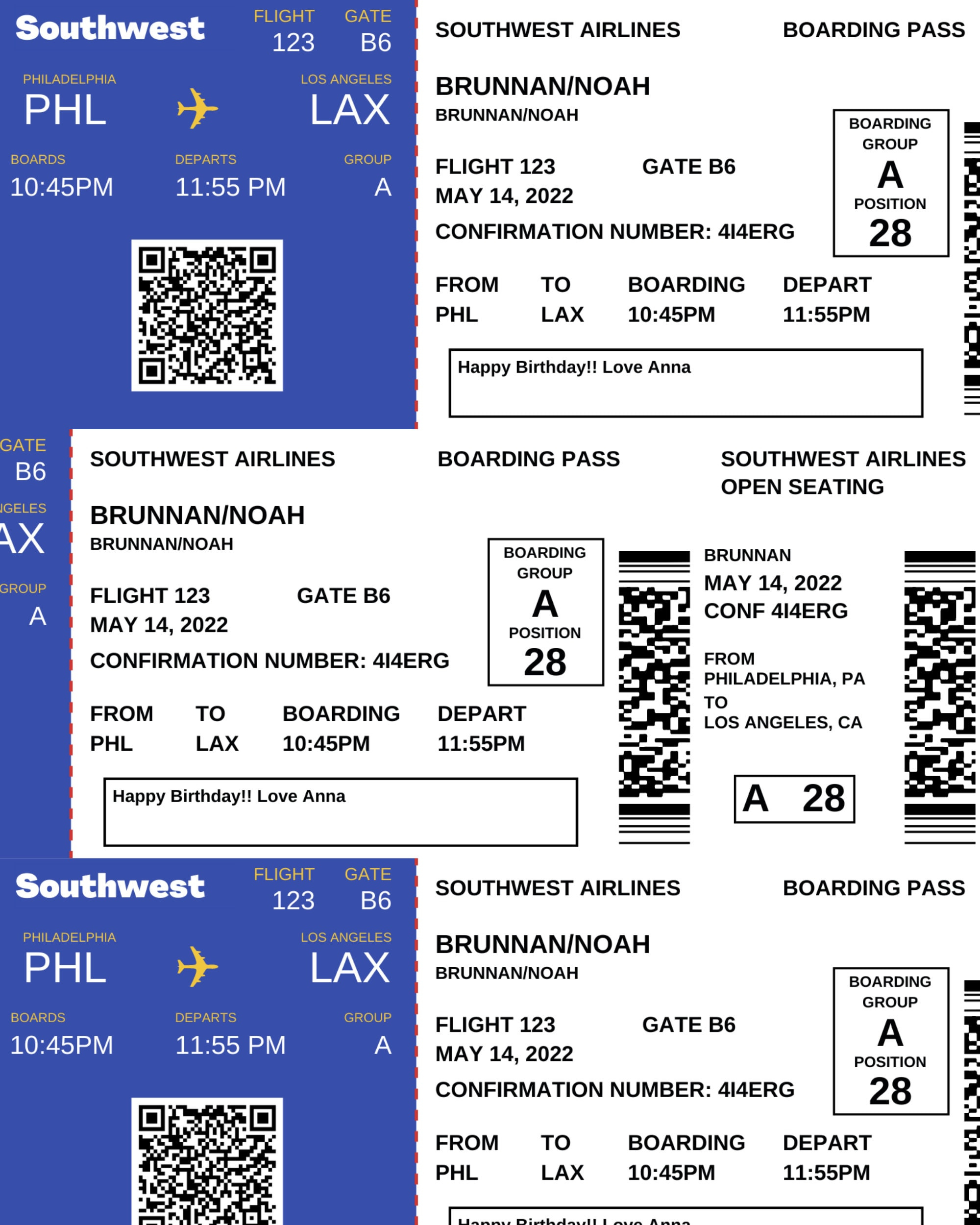 Editable Boarding Pass Ticket Template, Surprise Airline Gift throughout Southwest Airlines Boarding Passes Printable