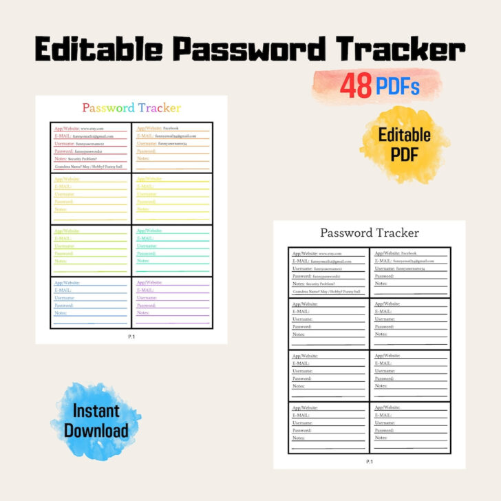 Printable Password Log App