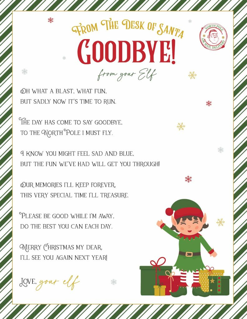 Elf On The Shelf Arrival And Goodbye Letters, Free Printable Set for Printable Elf On The Shelf Letter