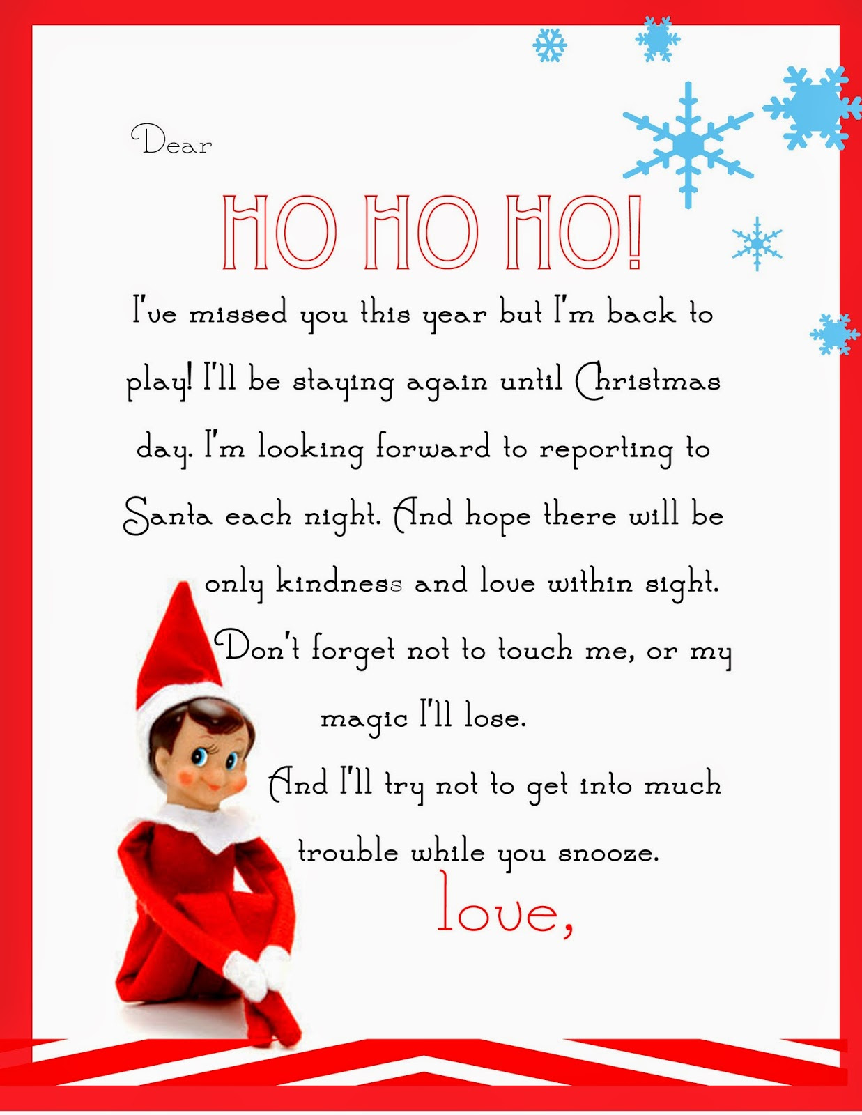 Elf On The Shelf Letter {Free Printable} intended for Printable Letters From The Elf On A Shelf