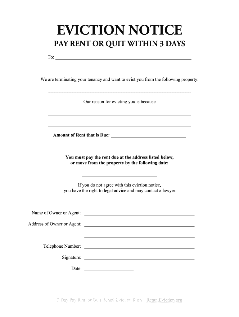 Eviction Notice Sample - Fill Online, Printable, Fillable, Blank regarding Free Printable Eviction Notice