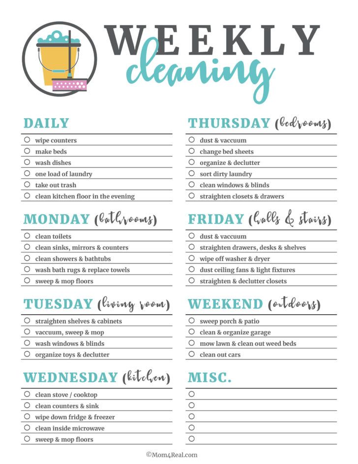 Printable House Cleaning Checklist