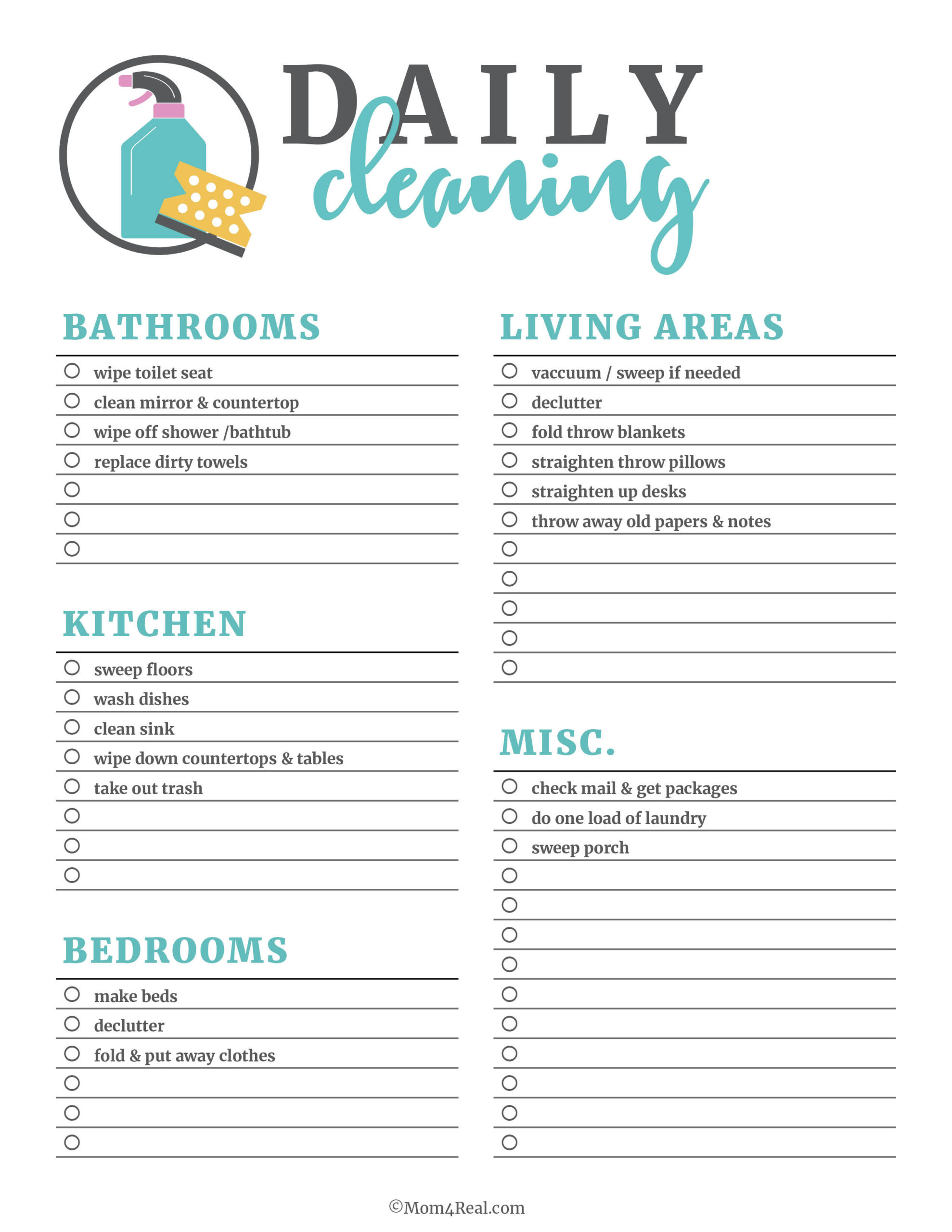 🧹 Printable Cleaning Checklists: Daily, Weekly &amp;amp; Monthly Tasks! pertaining to House Cleaning Schedule Printable