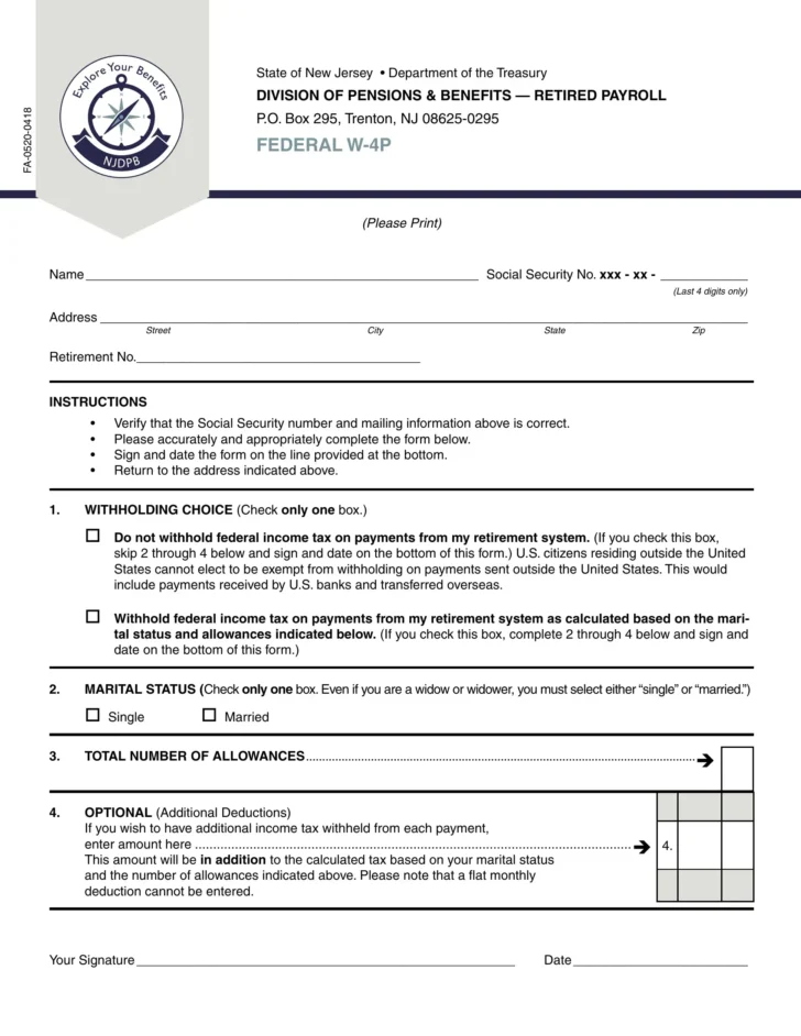 Printable Form W 4p