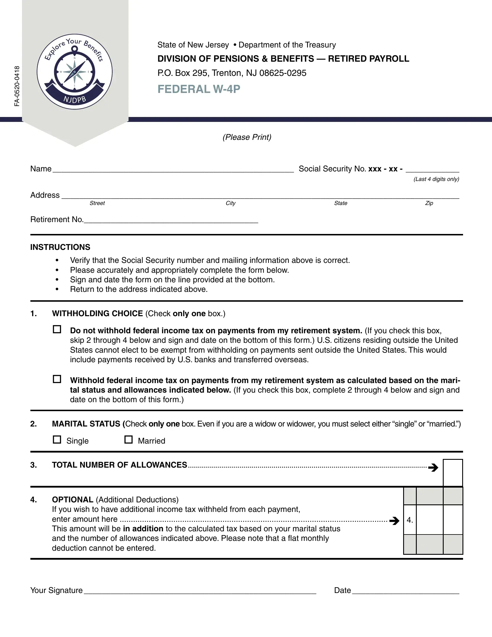 Federal W 4P Form ≡ Fill Out Printable Pdf Forms Online intended for Printable Form W 4p